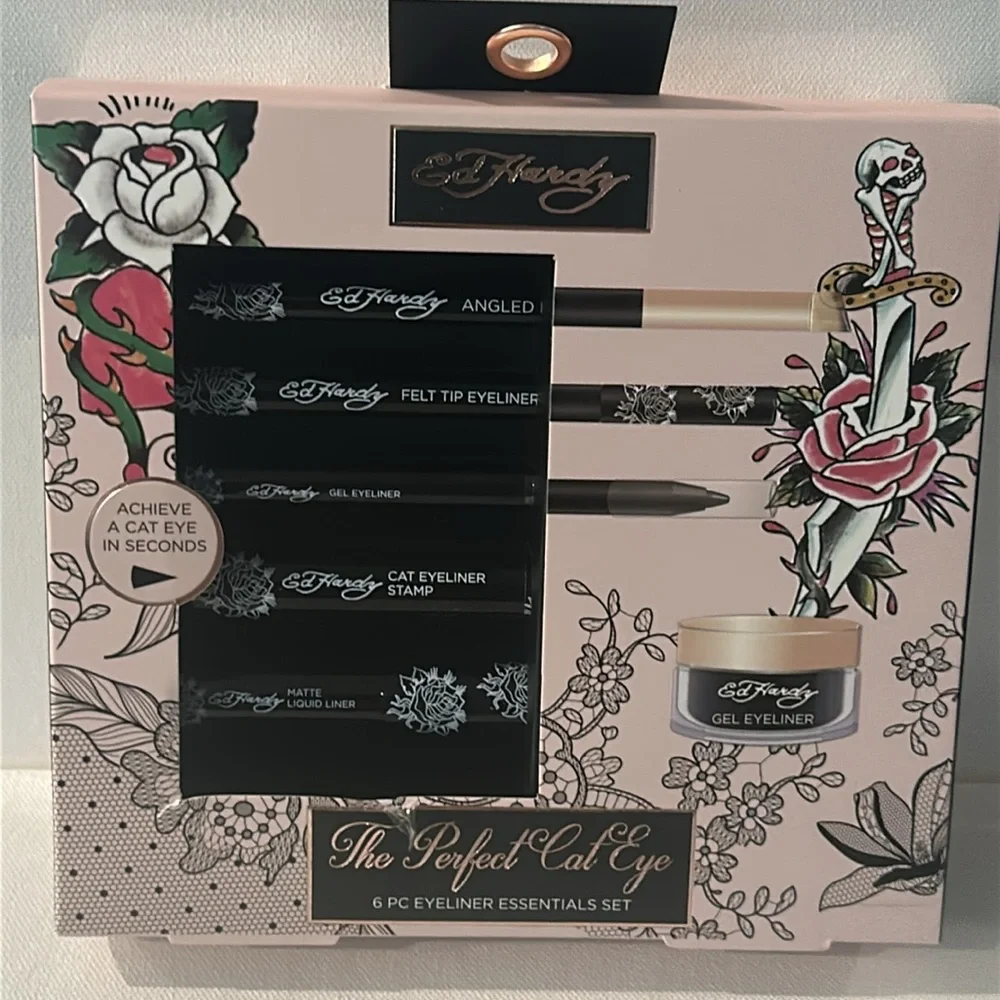 NWT Ed Hardy The Perfect Cat Eye (6) Piece Eyeliner Essential Set.